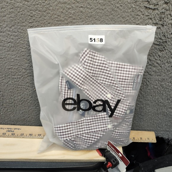 Chaps Shirt Mens 2XL Big Tall Brown White Gingham Check Short Sleeve Easy Care - Picture 9 of 10